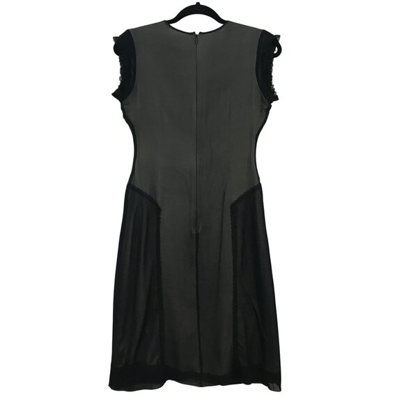 Tabitha XS Black Sheer V-Neck Sleeveless 100% Silk Dress Elegant Anthropologie - Picture 3 of 11